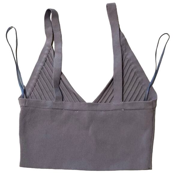 Zara Purple Crop Tank Top Small Stretch Fabric Deep V-neck Thin Shoulder Straps - Picture 11 of 12